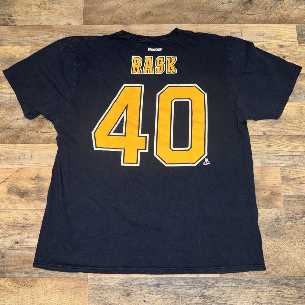 Reebok T-Shirt Mens Size 2XL Black Boston Bruins Tuukka Rask 40 Stanley Cup